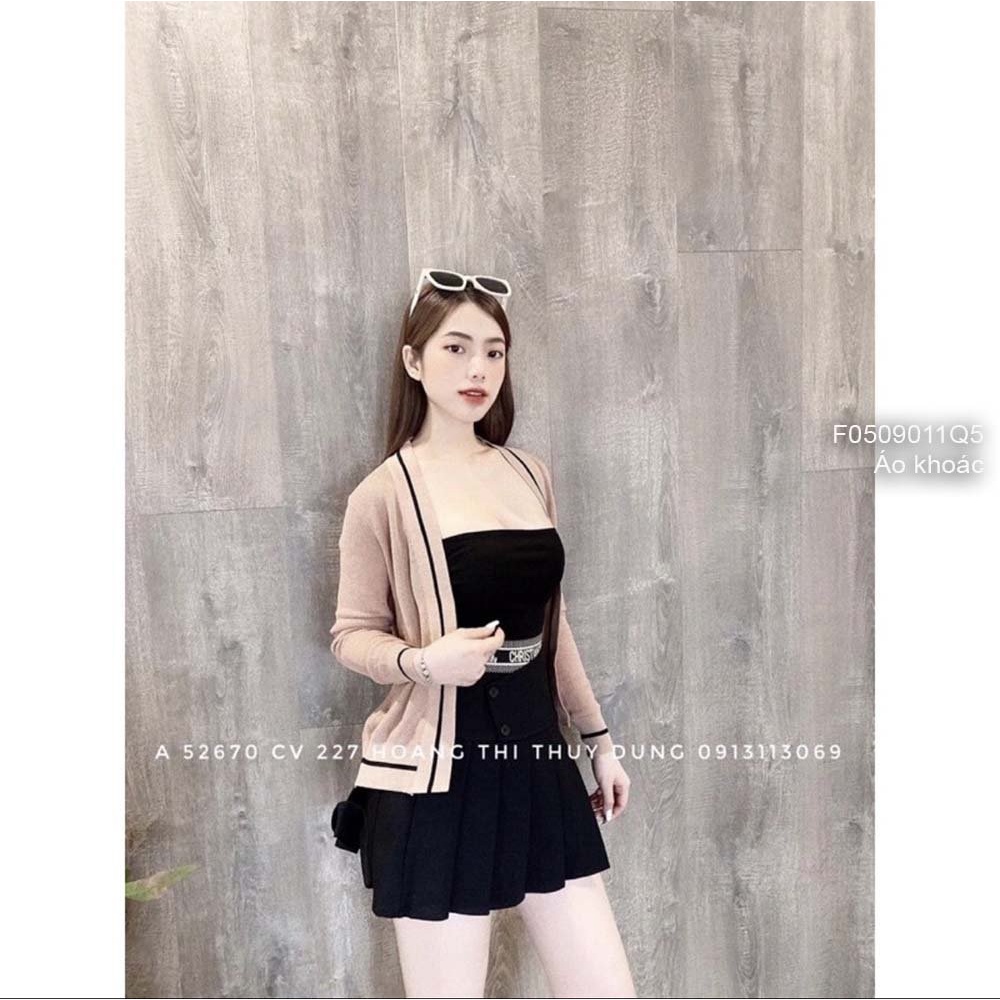 Áo khoác len phối viền tay dài hàng đẹp QC!