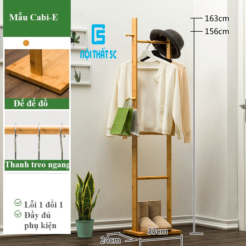 Giá treo quần áo, treo đồ hình cây Cabi-Shelf gỗ tre lắp ráp dễ dàng phong cách Hàn Quốc