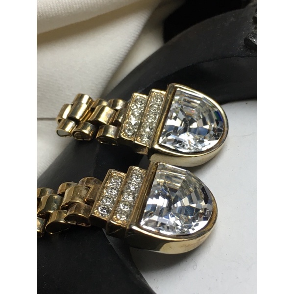 Bông tai xỏ vintage Craft- thiết kế Art Deco đính rhinestone