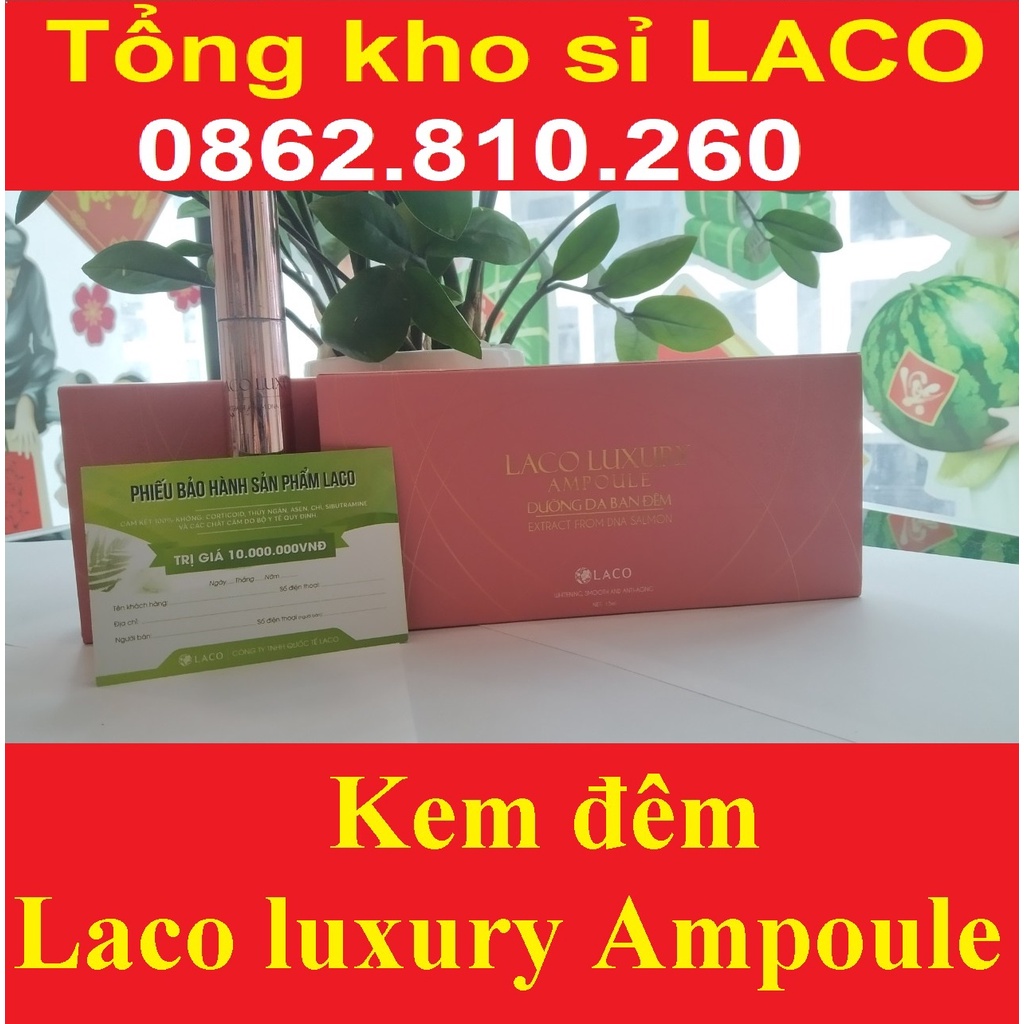 LACO LUXURY AMPOULE kem dưỡng da ban đêm trắng da hồng tự nhiên ( Kem đêm Serum Ampoule DNA LACO )