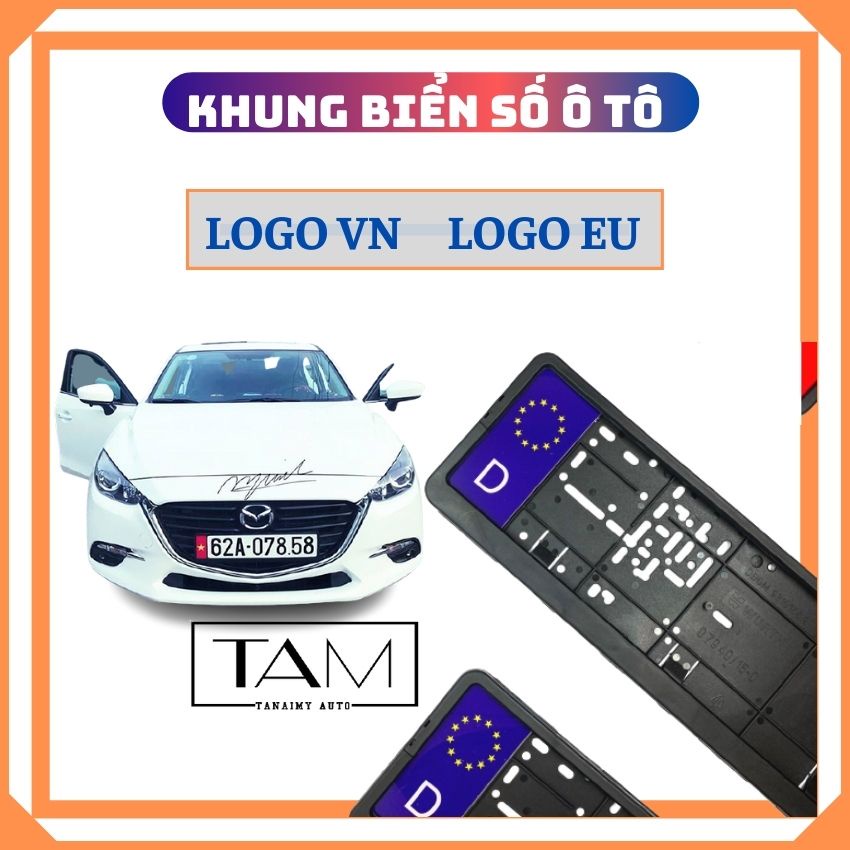Khung Biển Số Ô Tô Xe Hơi Kèm Mica Pat Biển Số Logo Châu Âu Mẫu Mới Và Cũ Lắp Đặt Đơn Giản Có Video Hướng Dẫn Viền Thép