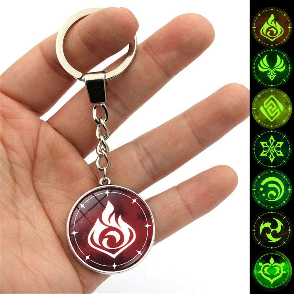 QINJUE Charms Genshin Impact Eye of God Bag Pendant Anime Keychain Bag Accessories 360 Degrees Rotated Fashion Ornaments Element Vision Luminous