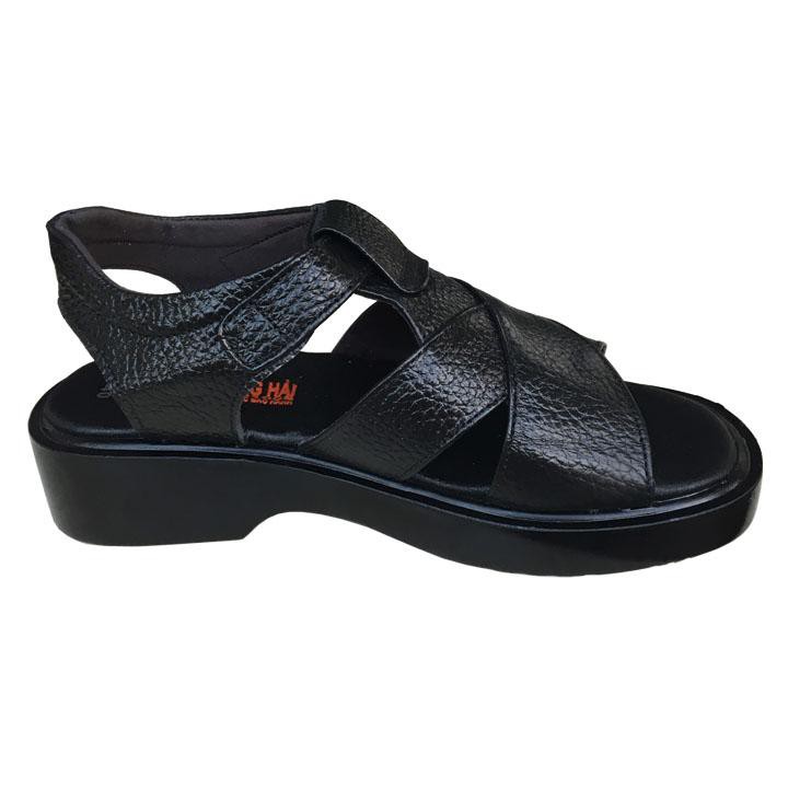 Dép sandal nam da bò màu đen đế PU siêu nhẹ cao 4.5cm QNTH767 DÉP CÓ FORM NHỎ HƠN 1 SIZE