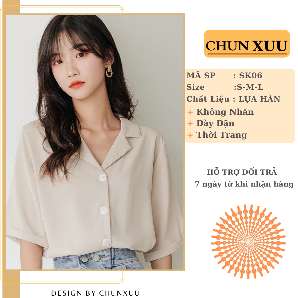 Áo sơ mi nữ kiểu cổ vest Chunxuu thiết kế đơn giản trẻ trung - SK06