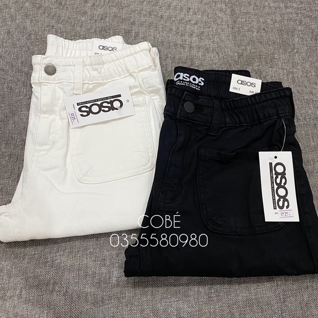 Quần baggy trắng &amp; đen lưng thun túi kiểu