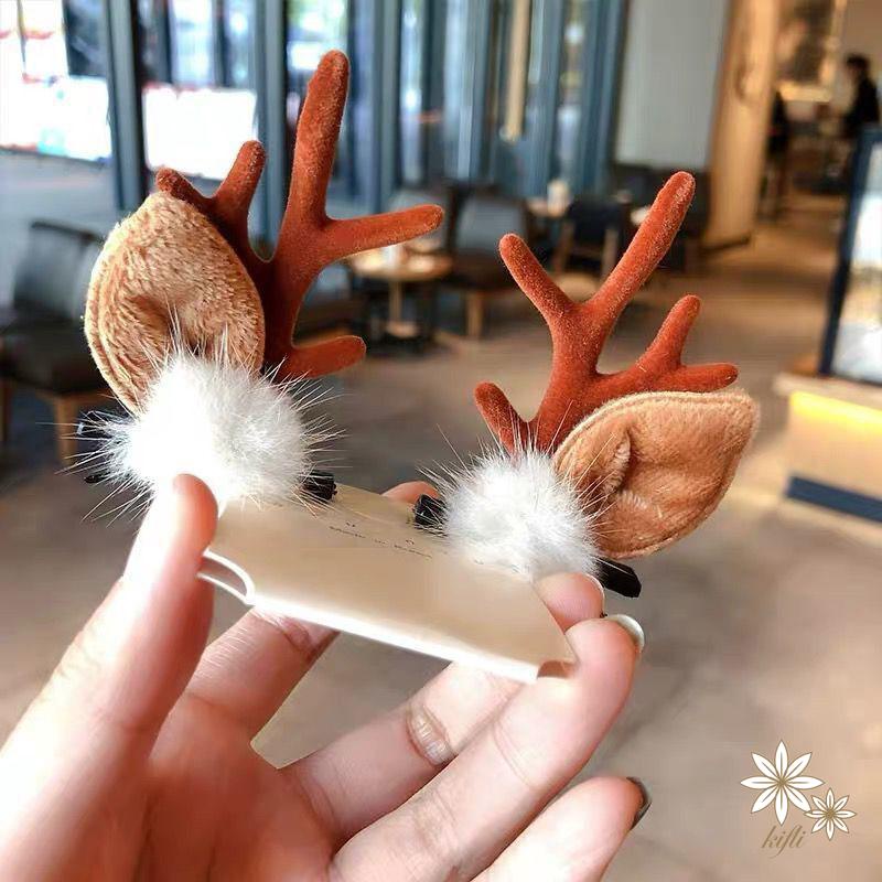 Kẹp Tóc Hình Sừng Tuần Lộc Giáng Sinh Phong Cách Mori Mới 2022