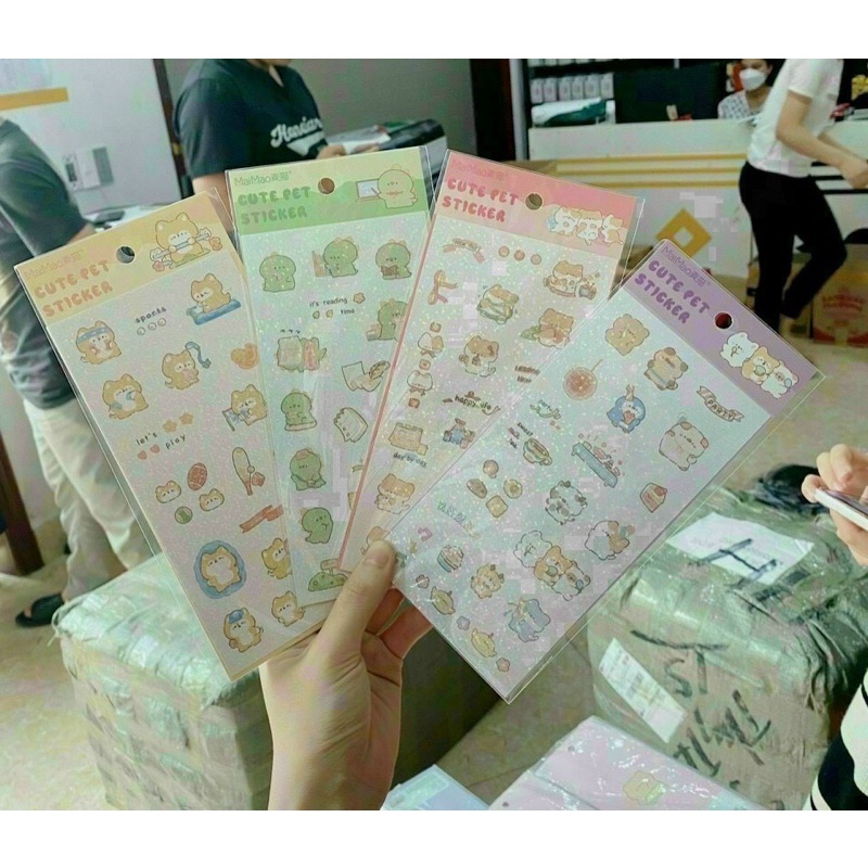 Set 21 sticker nhãn dán dễ thương trang trí sổ tay, laptop, ốp điện thoại...