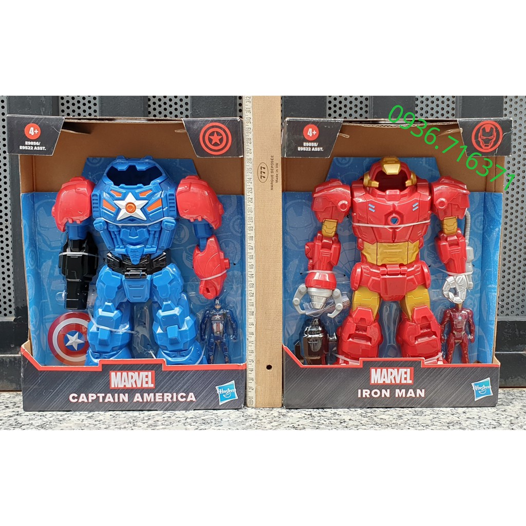 Mô hình nhân vật Robot 2 trong 1 Marvel Super Hero Adventures cao 26cm hàng Hasbro