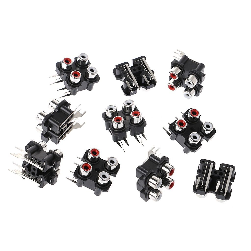 Bộ 10 đầu nối RCA âm thanh Video AV 2 / 4 / 6 lỗ