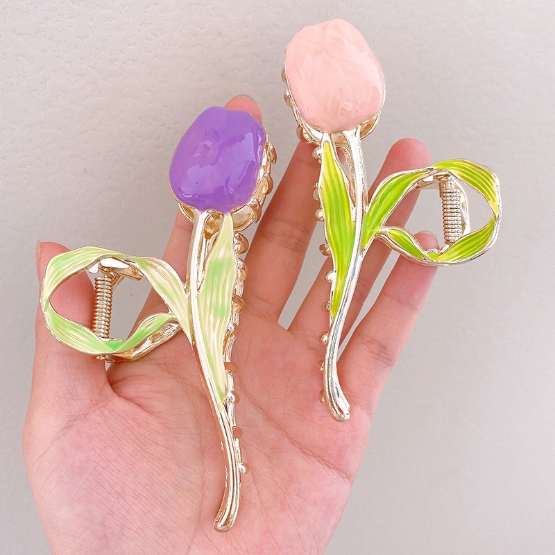 Kẹp Tóc Hình Hoa Tulip Đính Ngọc Trai Giả Thời Trang Cho Nữ