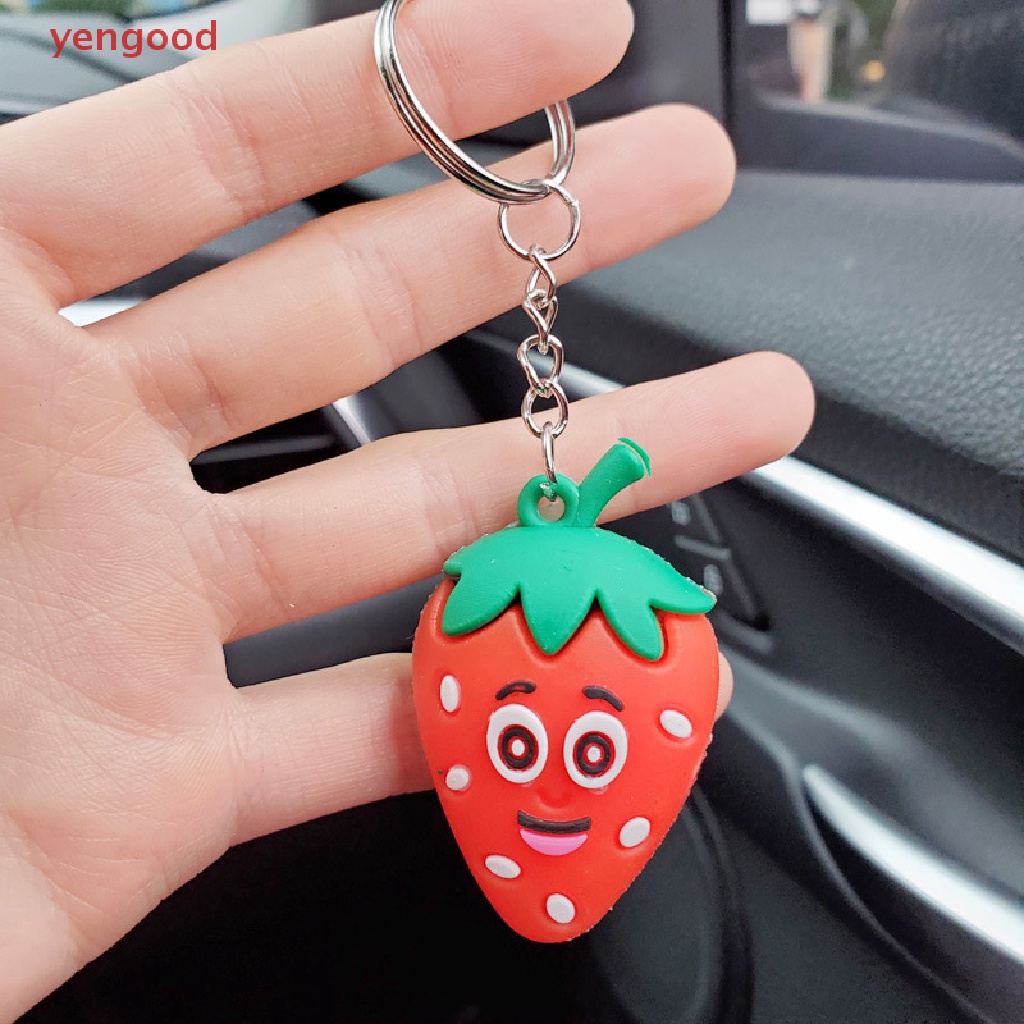 (YGD) Móc Chìa Khóa Hình Búp Bê Quả Bơ / Dâu Tây Mềm Mại Thời Trang Mới