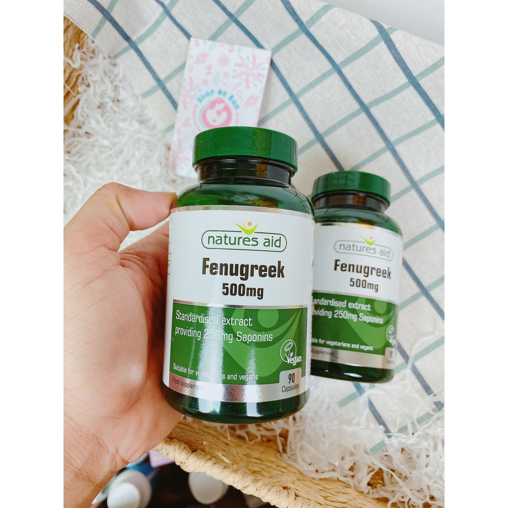 [MẪU MỚI 2022] Viên Uống Lợi Sữa Cỏ Ca Ri Fenugreek Natures Aid 500mg 90 viên - Xuất xứ Anh