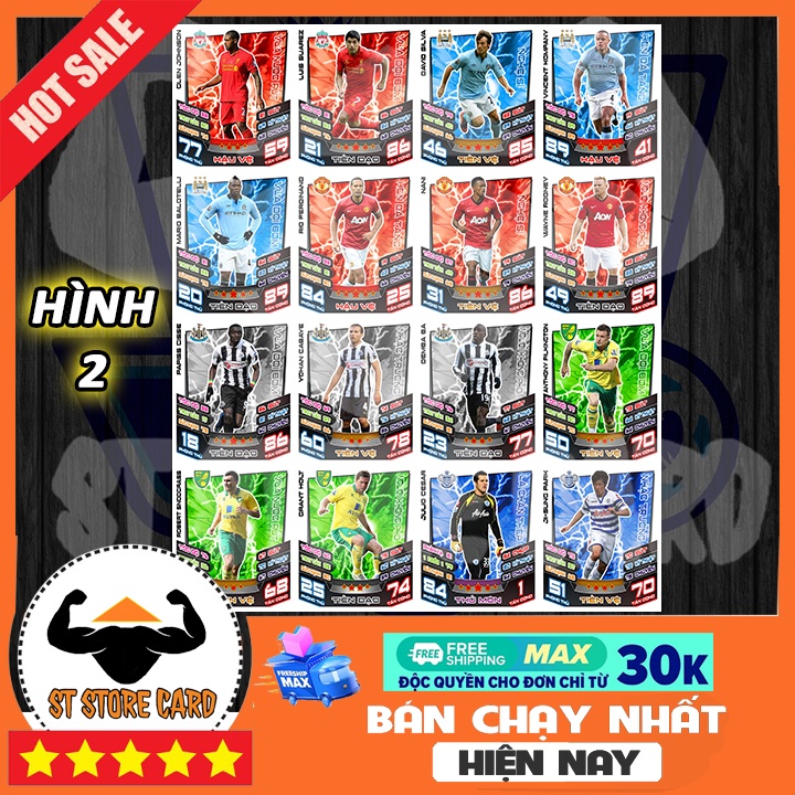 Thẻ cầu thủ 2012/13 Ngoại Hạng Anh size Poca Match Attax thẻ in custom ST STORE CARD