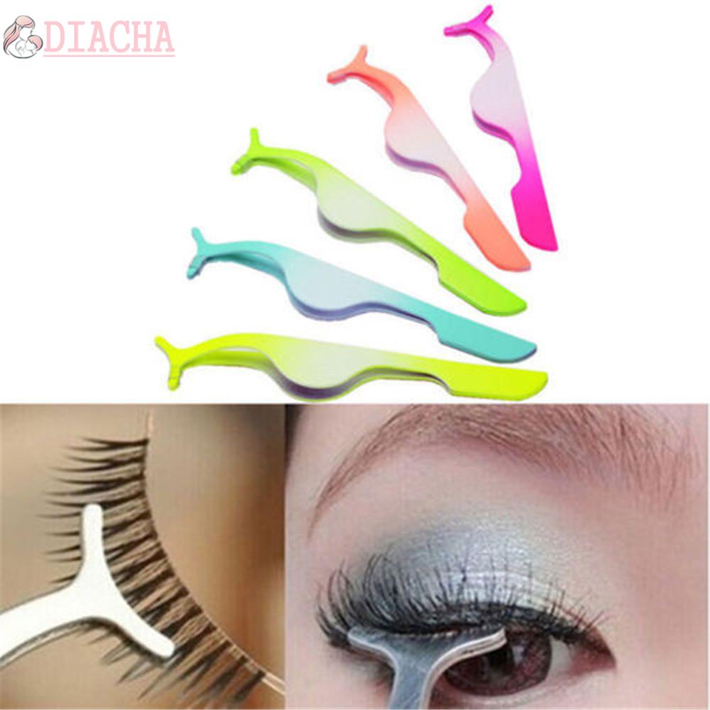 DIACHA Women Fashion False Eyelashes Tweezers Remover Auxiliary Clip Fake Lash Extension Gradient Color Applicator Makeup Tool Multi-functional Nipper/Multicolor