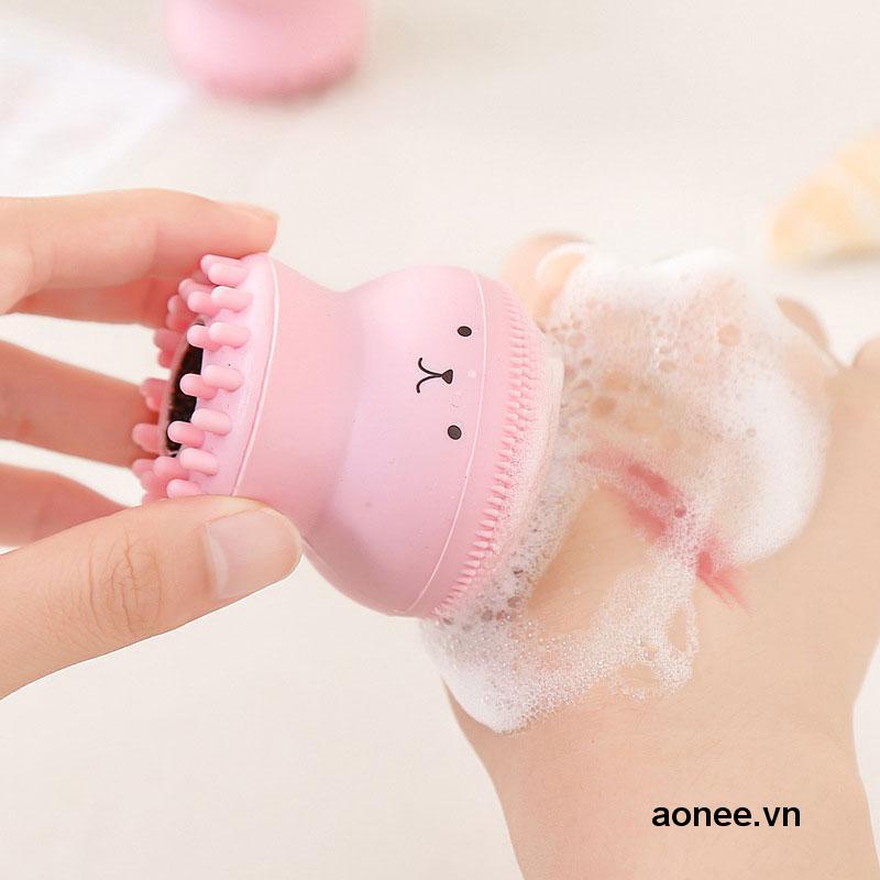 ✨✨Bàn chải làm sạch mặt trang điểm bằng silicone hình bạch tuộc đáng yêu