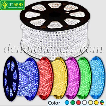 Dây Led Vuông 5050 - 220V - 90m 1 cuộn ánh sáng trắng, vàng, xanh dương, xanh lá, đỏ, hồng, đủ màu