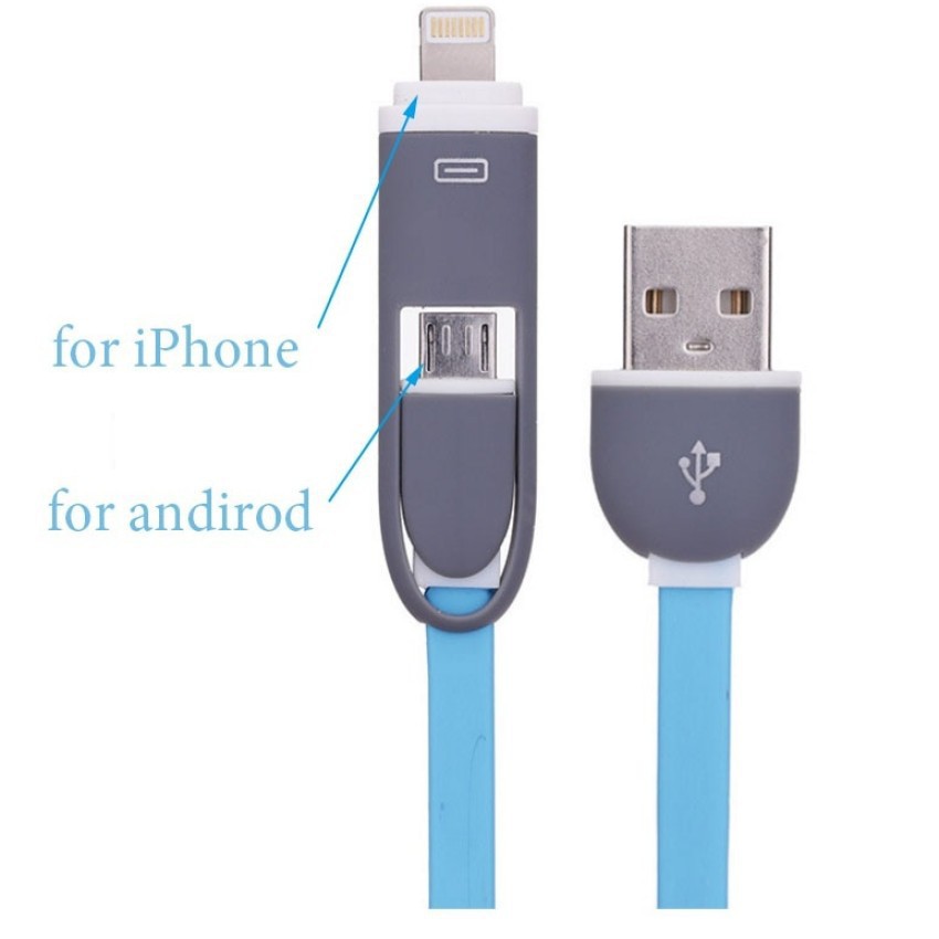 Dây cáp sạc và truyền dữ liệu micro usb 2 trong 1 cho điện thoại android và iphone