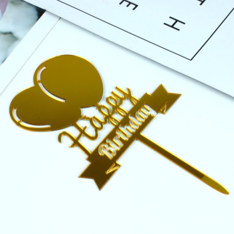 Que cắm mica happy birthday - set 10 cái