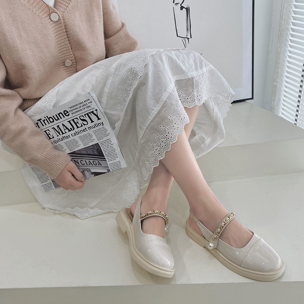 Giày da phối màu thời trang mới cho nữ
