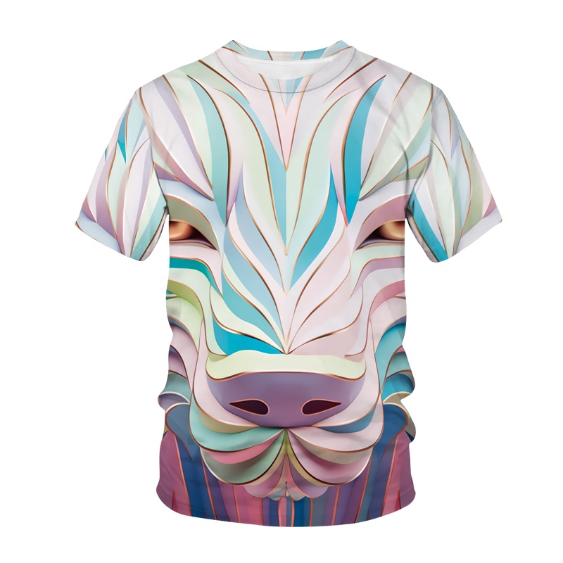 Mới Áo thun tay ngắn in hình chó sói 3D cá tính cho nam nữ