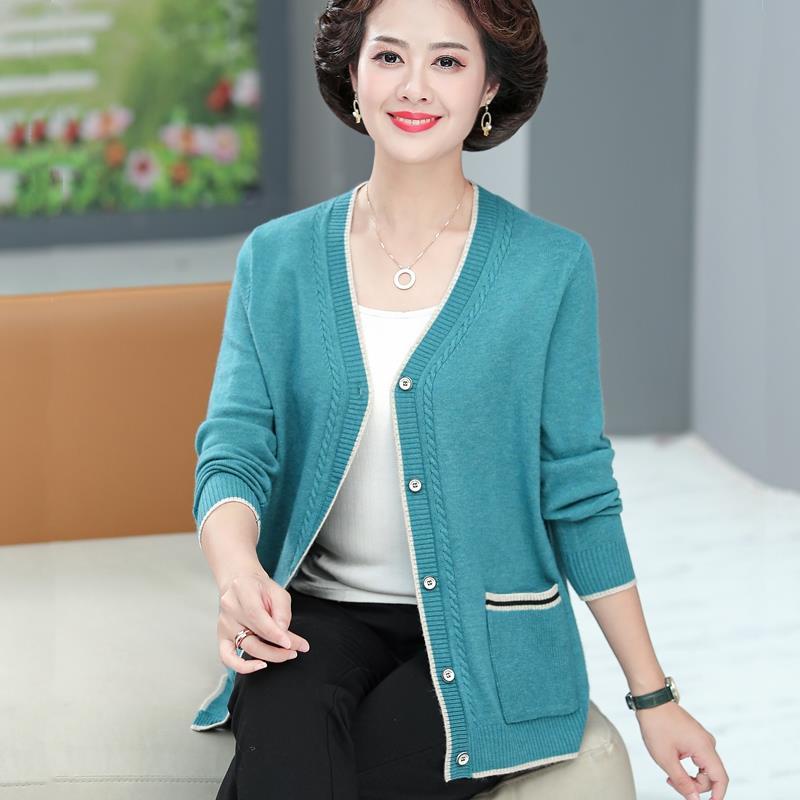 Mẹ mùa xuân và thu quần áo dệt kim khoác len 40 tuổi 50 phụ nữ trung niên cao