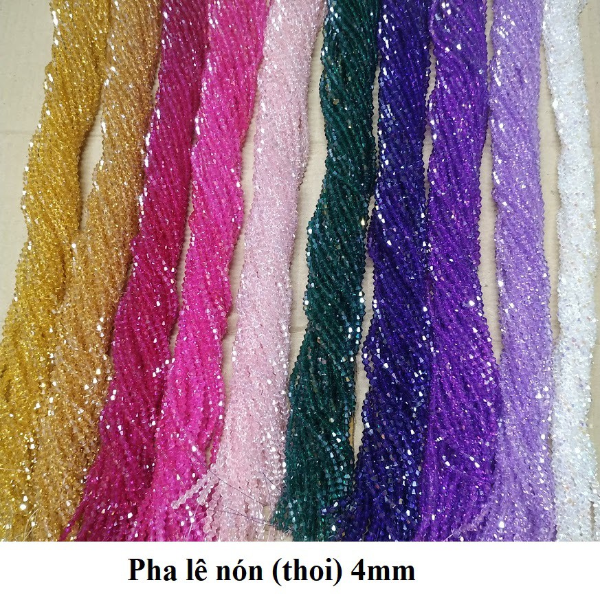 10 dây pha lê nón (thoi) 4mm AB (Link mới bên dưới)