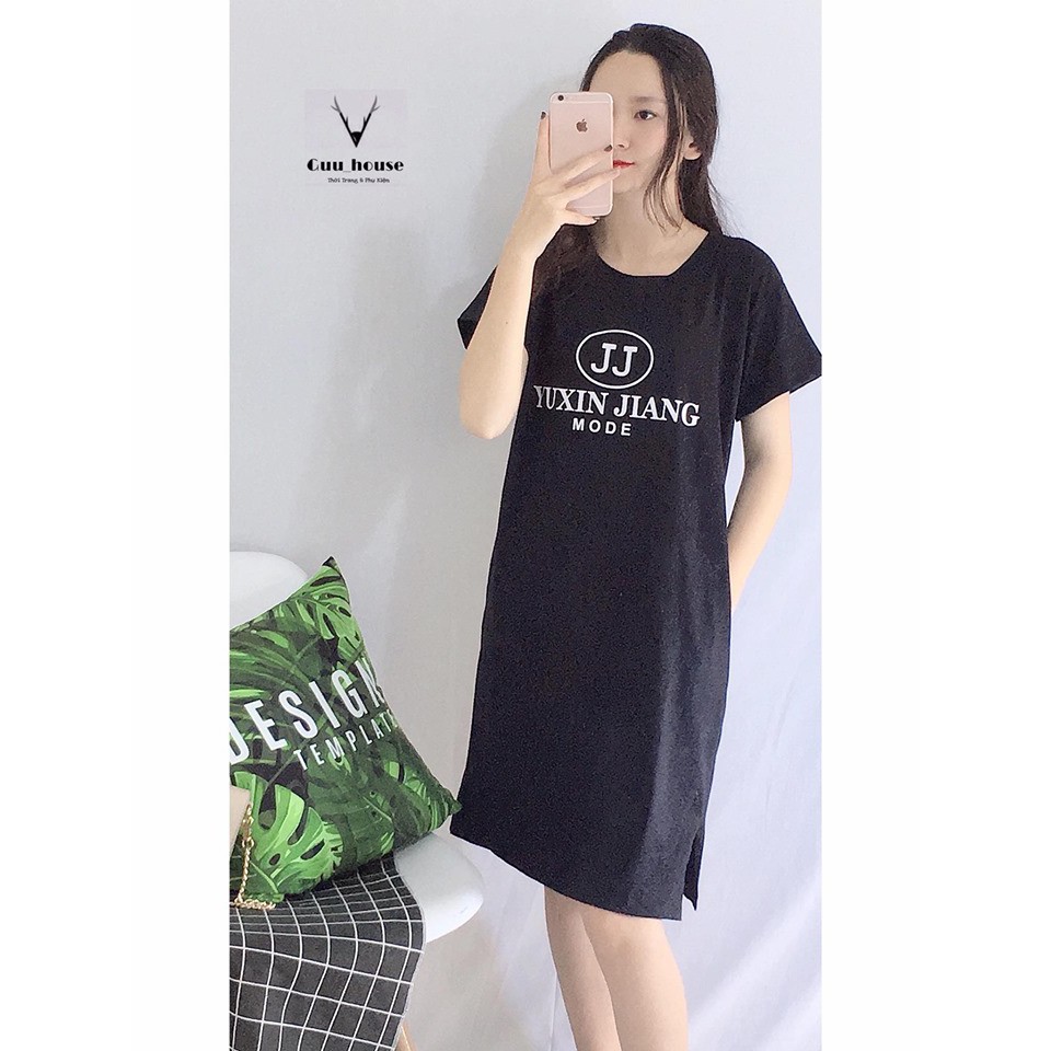 [Mã FAMAYWA2 giảm 10K đơn 50K] Đầm suông nữ JJ túi eo cổ tròn chất liệu cotton tàu dày mịn form rộng dưới 65kg | BigBuy360 - bigbuy360.vn