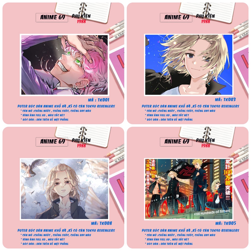 Poster Anime Tokyo Revengenrs  (bóc dán) -A4,A5 nhiễu mẫu