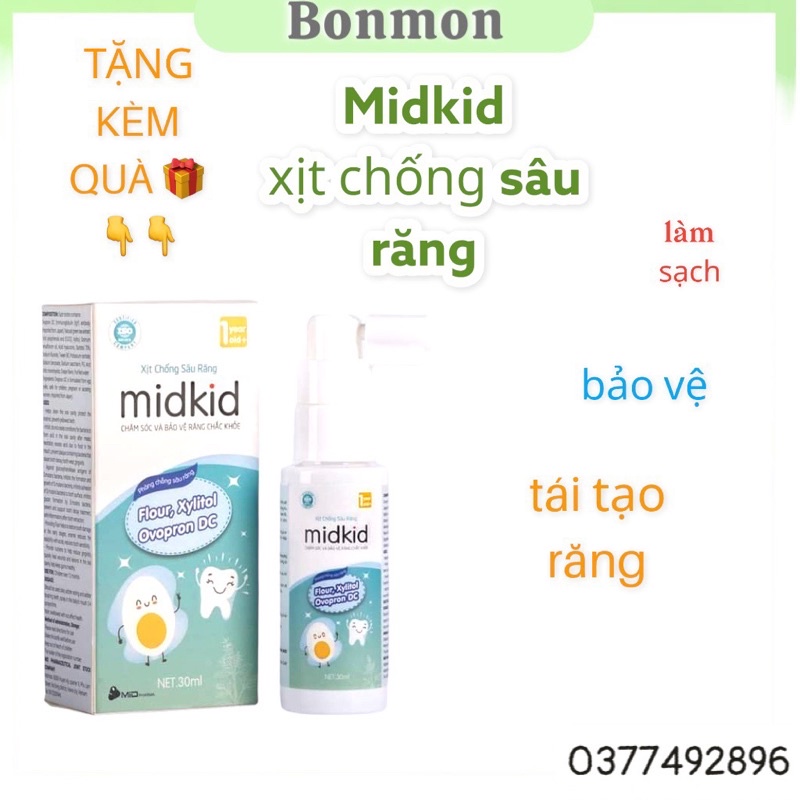 Xịt chống sâu răng midkid - chữa sâu răng trẻ em, sún răng tại nhà - Chính hãng kèm quà to