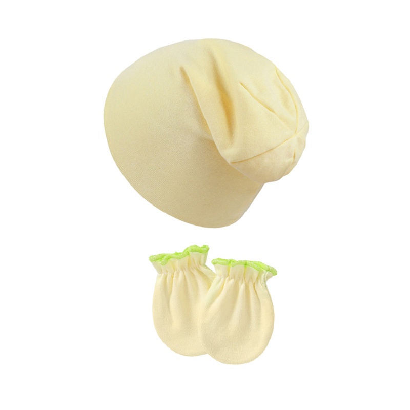 Bộ Găng Tay + Mũ Beanie + Găng Tay Cotton Chống Xước Giữ Ấm Cho Bé Sơ Sinh