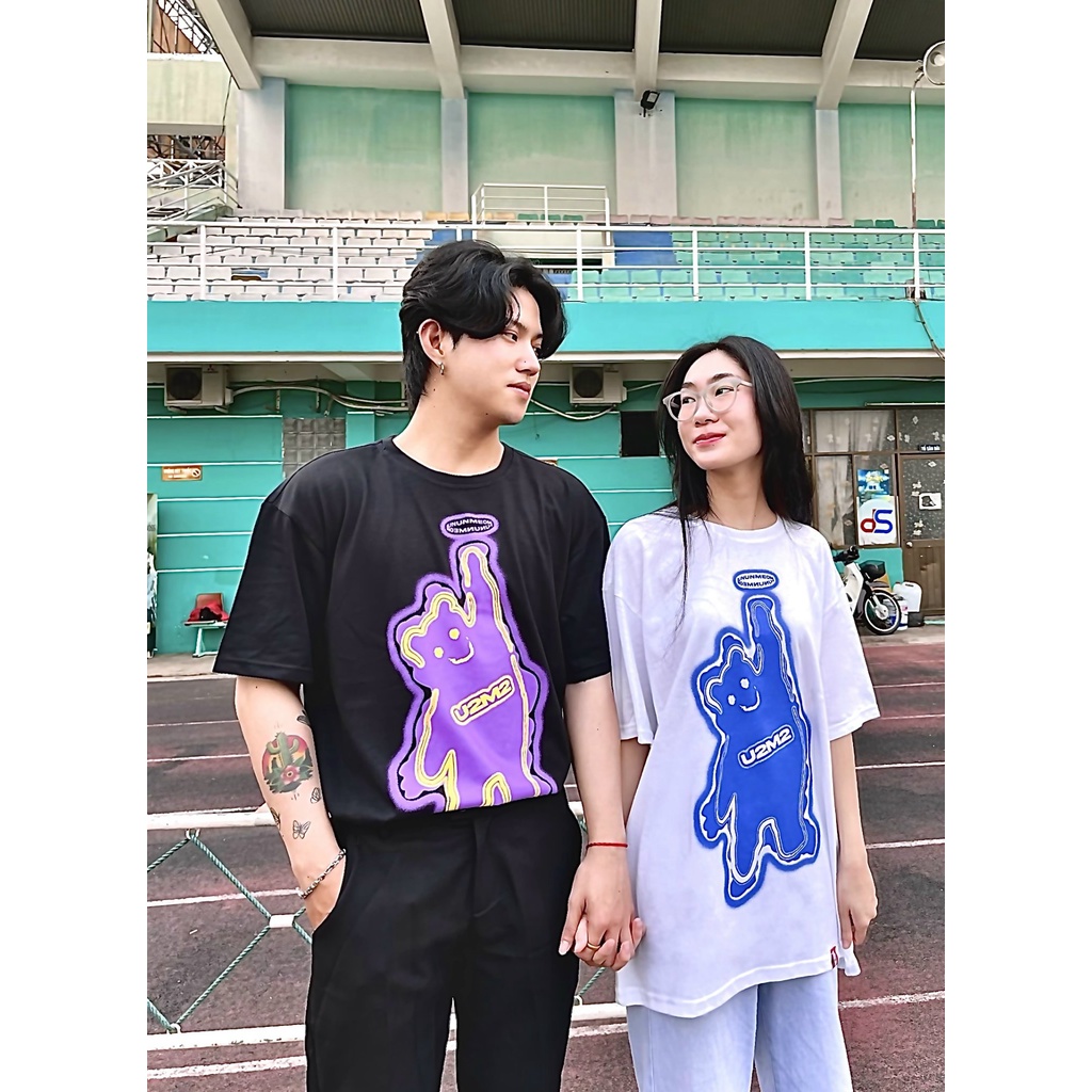 Áo thun form rộng tay lỡ nam nữ cổ tròn Ủn Ủn Meo Meo® GUMMY BEAR