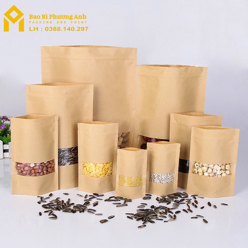 Combo 100 Chiếc Túi Zip Giấy Kraft Nâu 17x24_Bao Bì Phương Anh