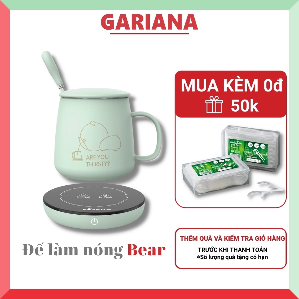 Đế Hâm Nóng Đa Năng Giữ Nhiệt Đồ Uống Thức Ăn Làm Ấm Các Loại Ly Cốc Trà Café Tặng Kèm Tách Bear Bảo hành 18 tháng