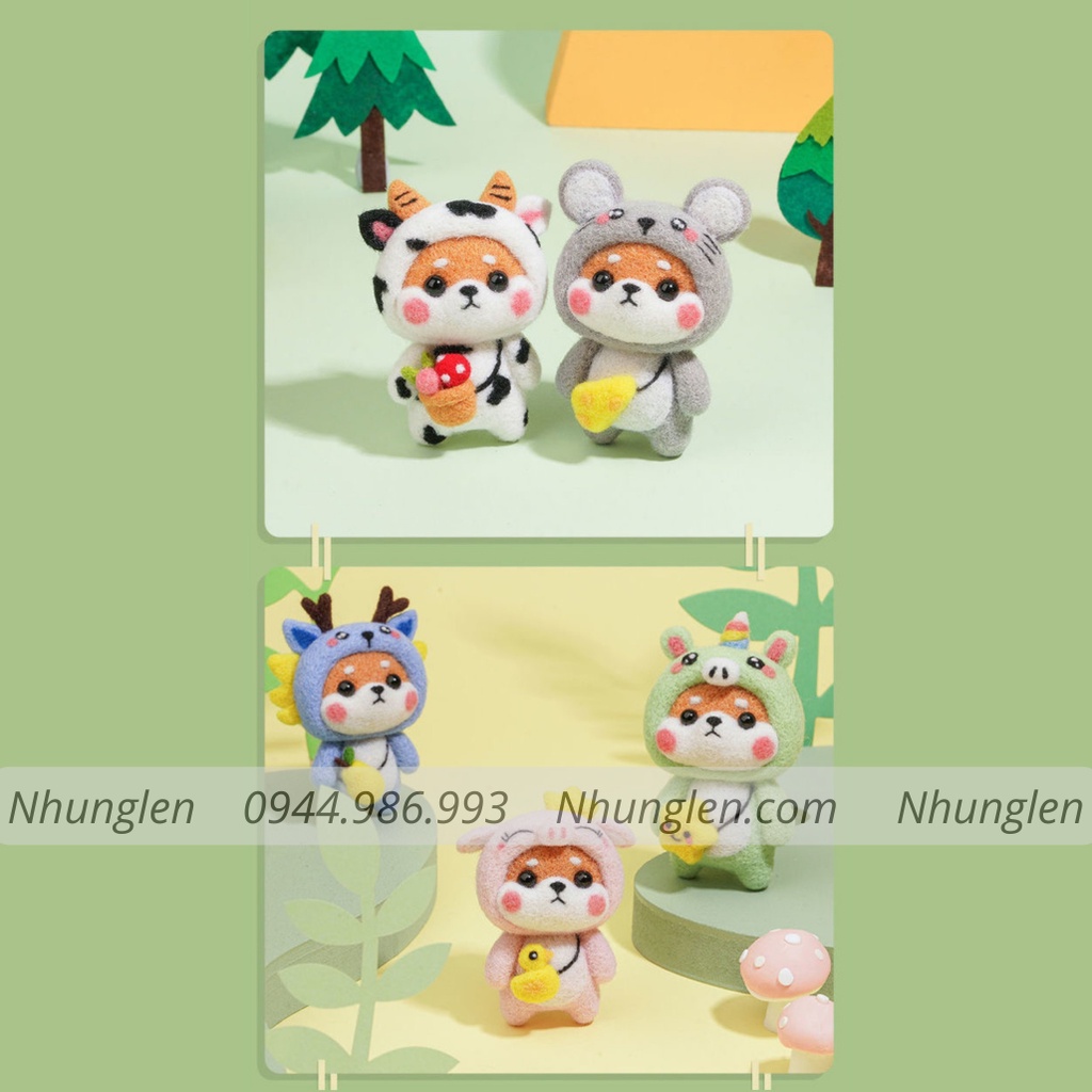 [NEW] Bộ len chọc Tân Binh Shiba 12 con giáp, có hướng dẫn, quà tặng handmade ý nghĩa - Needle feltinG