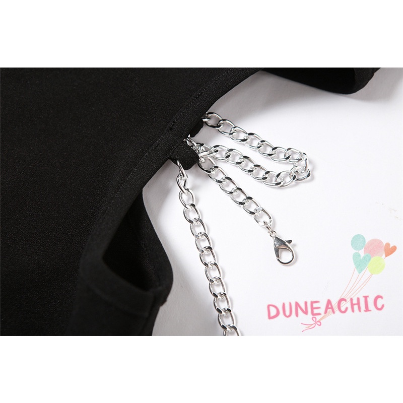 Đầm Tay Ngắn Phối Dây Xích Cá Tính Cho Nữ