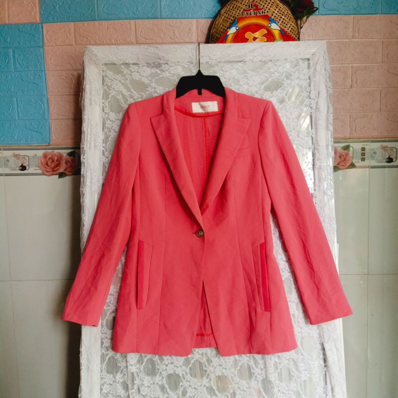Áo vest nữ Blazer màu hồng bánh bèo rất xinh size S M HÀNG 2hand Korea
