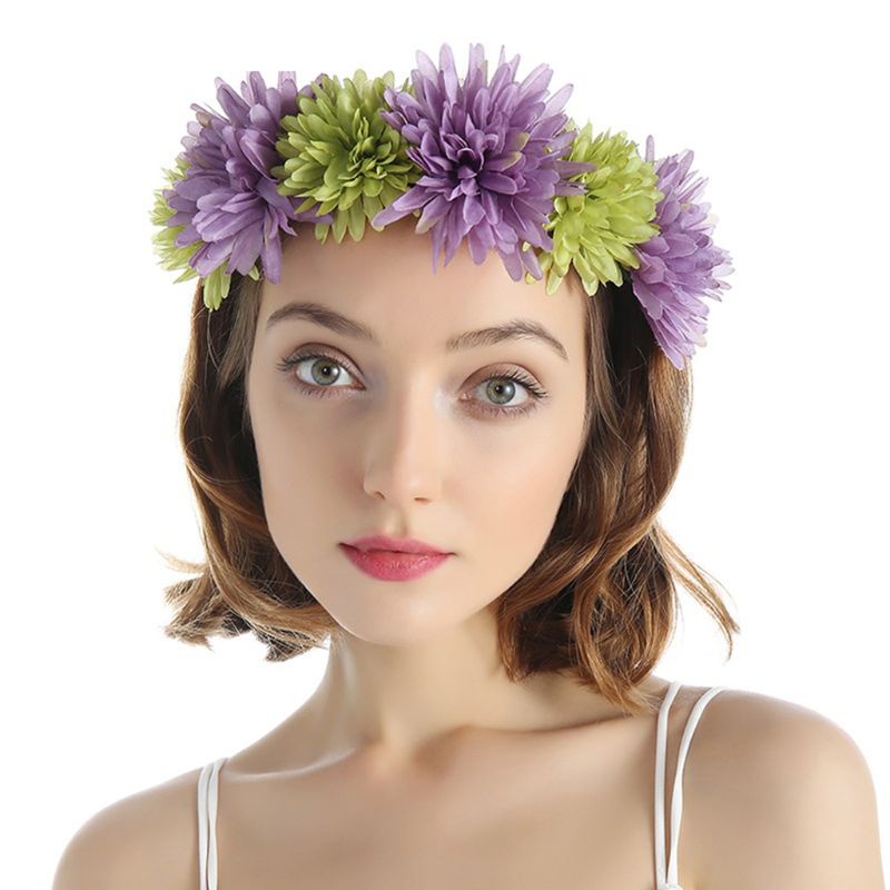 Băng Đô Cài Tóc Đính Hoa Cúc Giả Phong Cách Bohemian Dành Cho Cô Dâu
