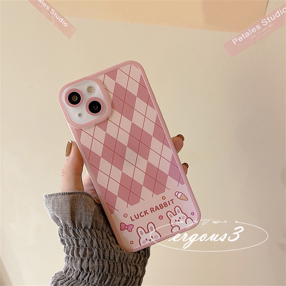 Ốp Điện Thoại Mềm Kẻ Sọc Hình Gấu / Thỏ Dễ Thương Cho iPhone 14 13 12 11 Pro Max SE2020 X XR Xs Max 7 8 6 6s Plus
