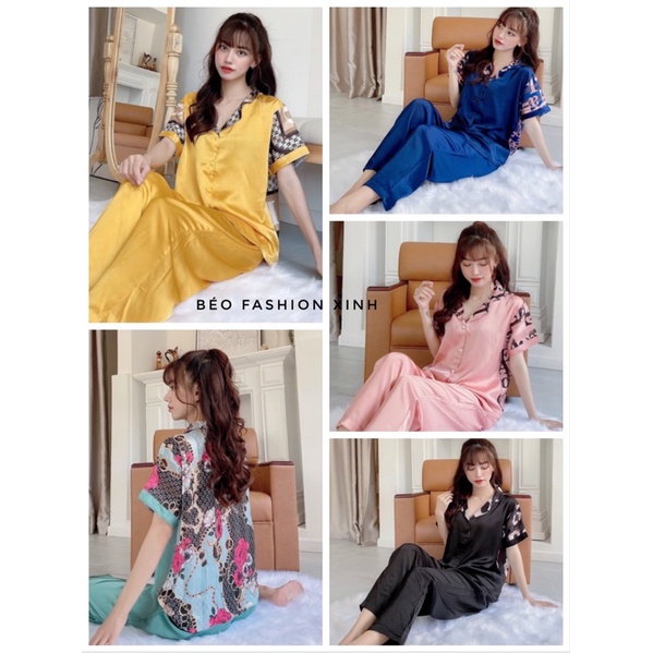 [FREESHIP]Bigsize 55-100kg đồ ngủ đồ bộ pijama mặc nhà cực Xinh chất chất Satin Cao Cấp