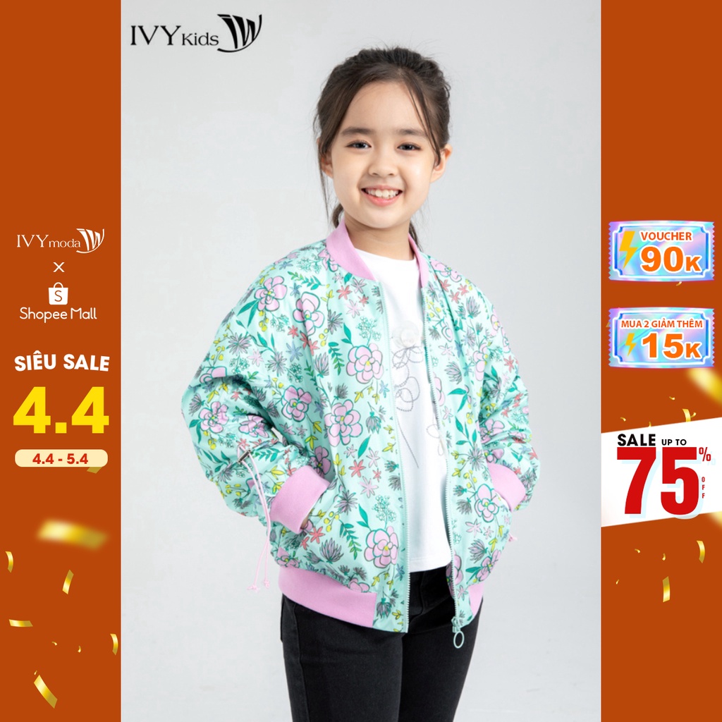 [NHẬP WABRTL5 GIẢM 10% TỐI ĐA 50K ĐH 250K ]Áo khoác Họa tiết Xanh Táo bé gái IVY moda MS 70G1032