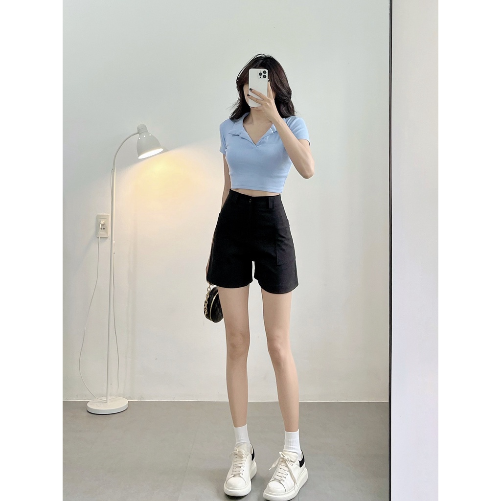 Quần short HHVINTAGE kiểu ống rộng, có túi