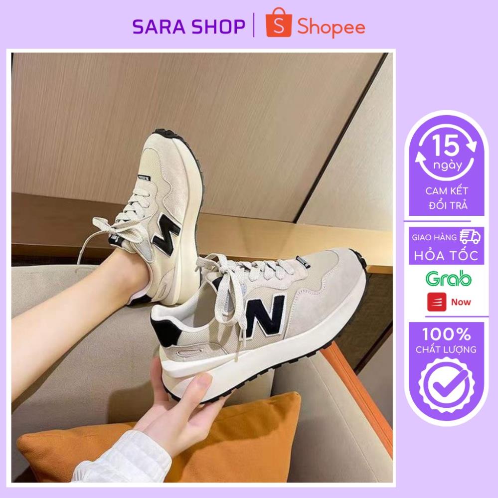 😸 Giày thể thao nữ NB độn đế 5 phân, sneaker New Ba.lance chữ N phối gót da năng động, SARA M91