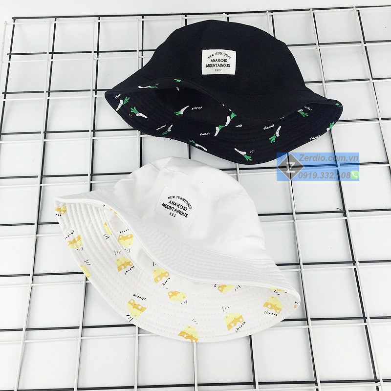 Nón bucket nam nữ Kuang 2 mặt đẹp chất liệu cotton thoáng mát, phong cách cá tính thời thượng