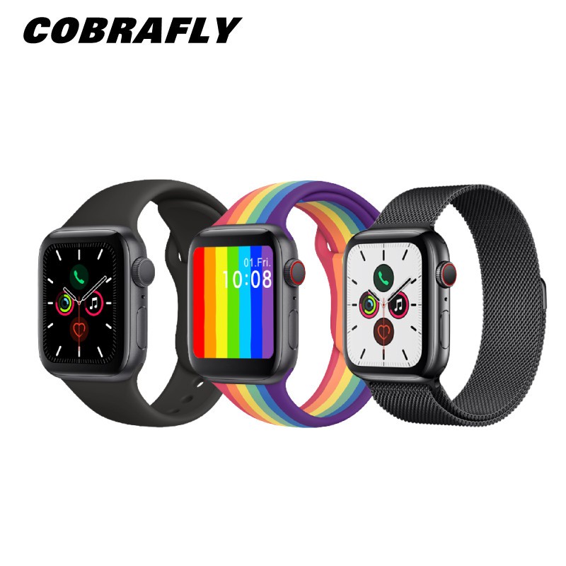 Dây Đeo Đồng Hồ Thông Minh Cobrafly Bằng Silicon Màu Trơn Cho iWatch 5 Iwo 8 Iwo 12 Pro T500 Q99 W55