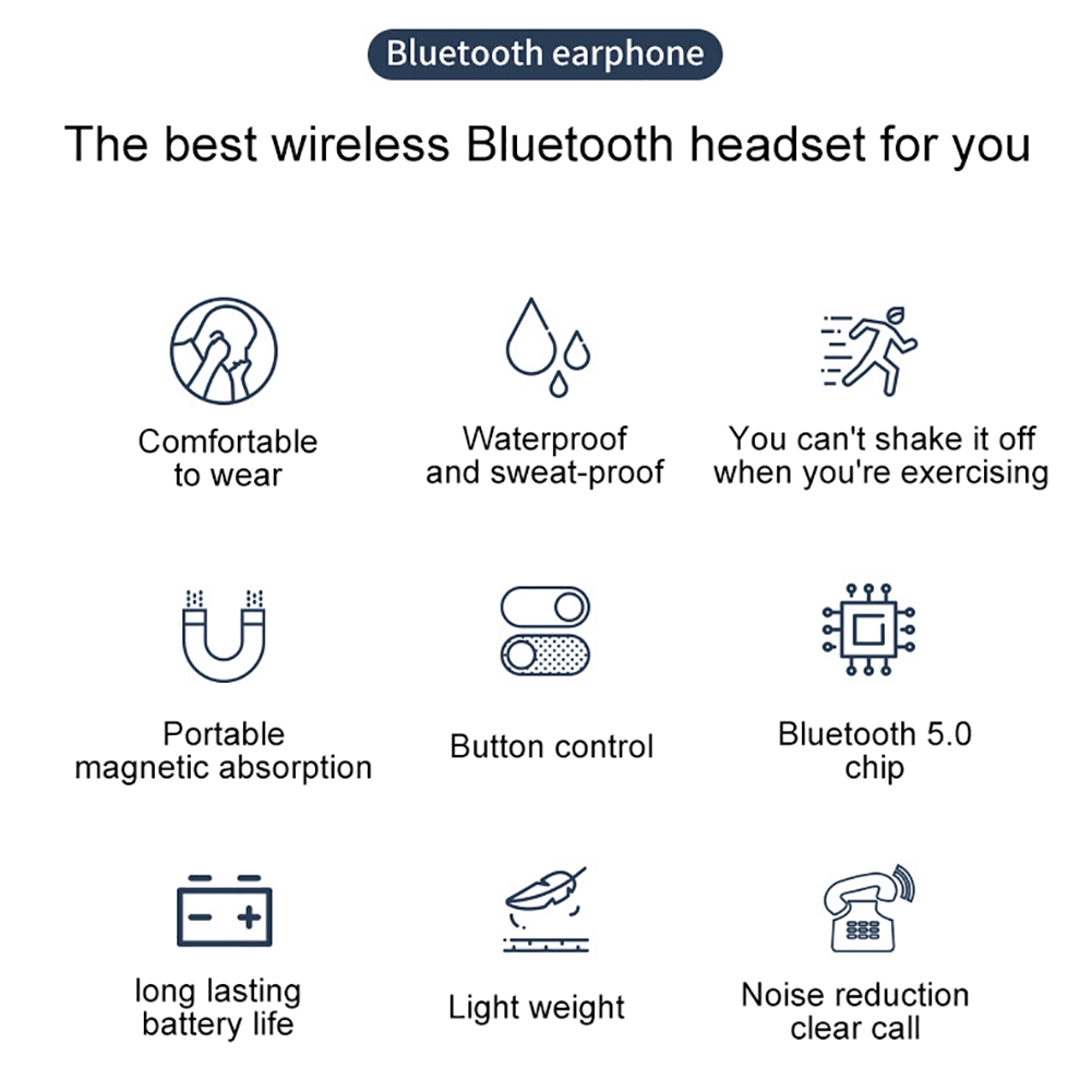 VANSEN Tai Nghe Bluetooth 5.0 Không Dây Chất Lượng Cao Kèm Phụ Kiện