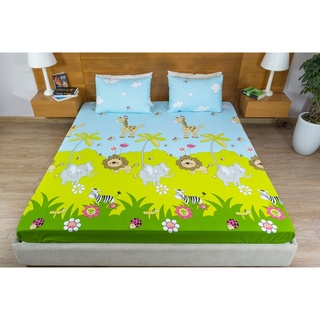 Bộ ga gối 3 món poly[1m2,1m4,1m5,1m6 1m8 mẫu vườn thú
