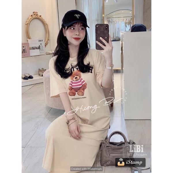 Đầm Suông - Váy Suông Gấu Hello Joy Dáng Dài , From Rộng Có Size Tới 75Kg