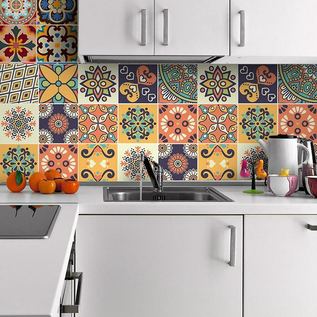 Decal dán Bếp, Miếng dán Nhà tắm họa tiết Gạch Bông khổ 40x60cm - Dán Cửa kính, Gạch men - Trang trí nhà cửa