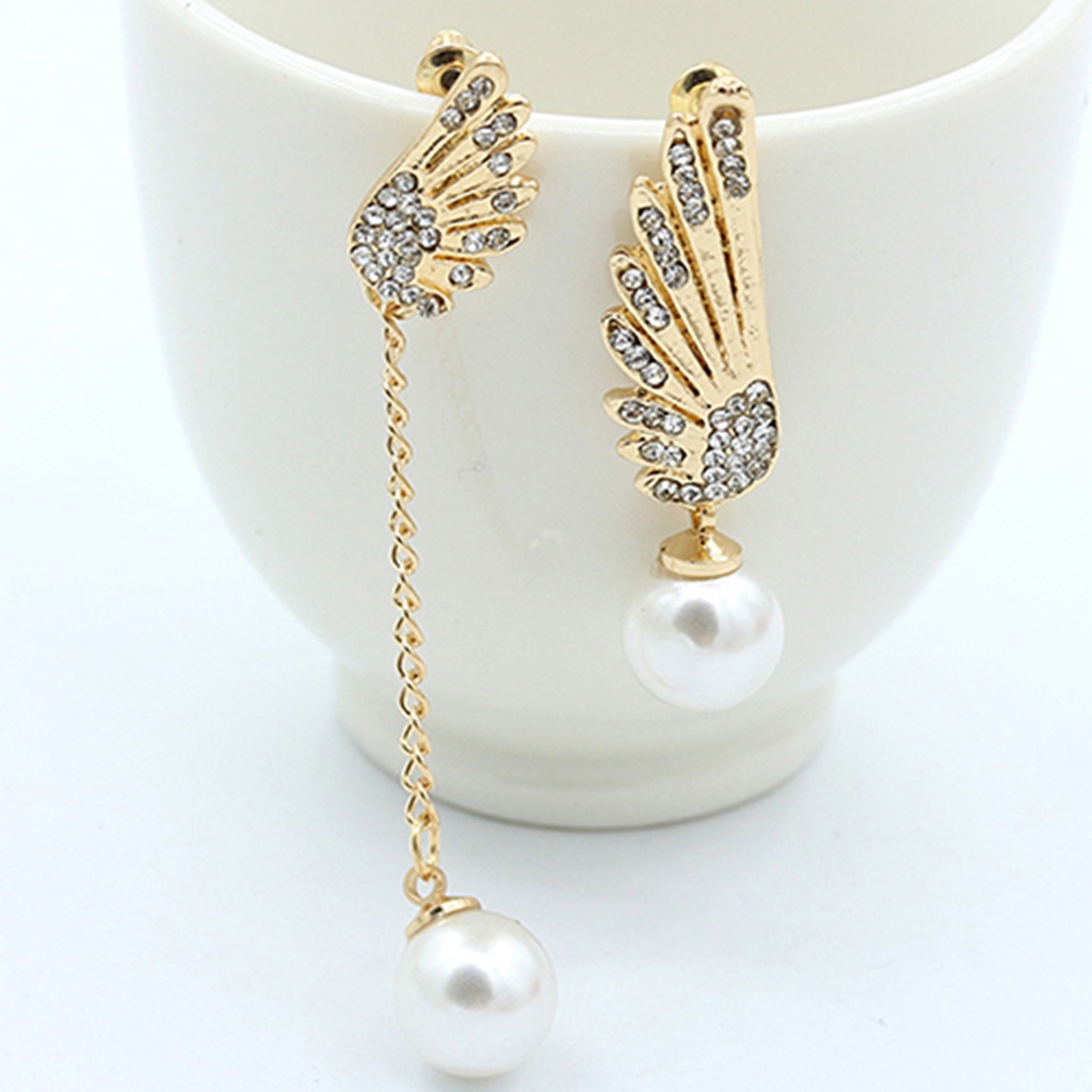 Đôi khuyên tai dài hình đôi cánh và ngọc trai xinh xắn cho nữ