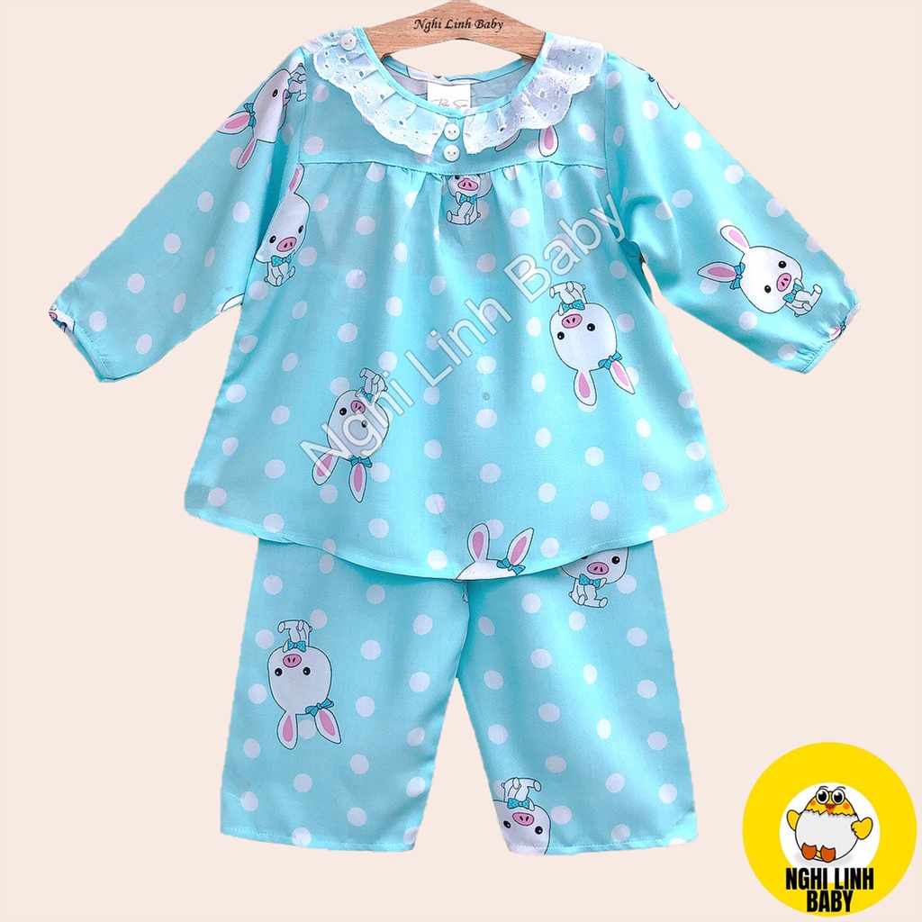 Bộ đồ tole cho bé, lanh mịn, mát cho bé gái tay dài quần dài 8-32kg - Nghi Linh baby